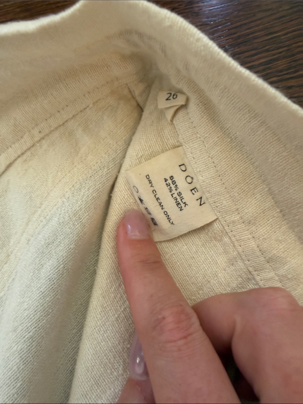 Doen Silk and Linen Cream Wide-Leg Drawstring Pants - Picture 4 of 4